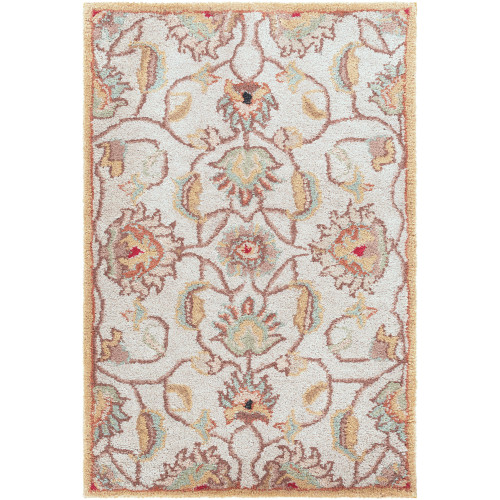 2' x 3' Taupe Brown and Gray Hand Tufted Wool Area Throw Rug - IMAGE 1