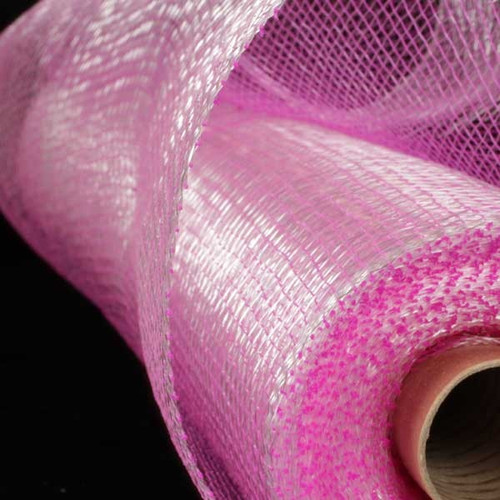 Fuchsia Pink and Silver Decorating Mesh Craft Ribbon 21" x 40 Yards - IMAGE 1