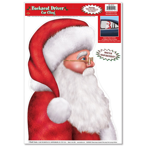 Pack of 12 Festive Santa Backseat Driver Car Cling Christmas Decorations 17" - IMAGE 1