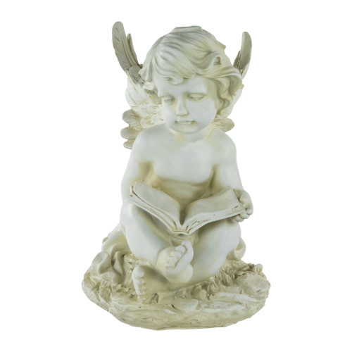 11.5" Cherub Angel with Book Outdoor Garden Statue - IMAGE 1
