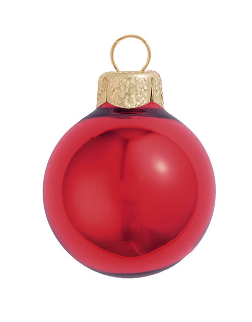 Large Shiny Glass Christmas Ball Ornaments - 6" (150mm) - Red - 2ct - IMAGE 1