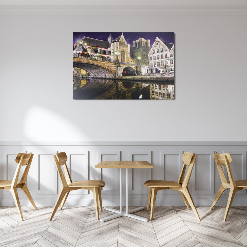 LED Lighted St. Michael's Bridge and Church Canvas Wall Art 15.75" x 23.5" - IMAGE 1