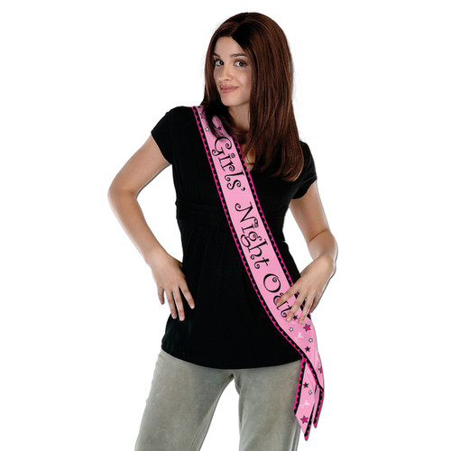 Club Pack of 6 Pink Girls' Night Out Fabric Sash - IMAGE 1