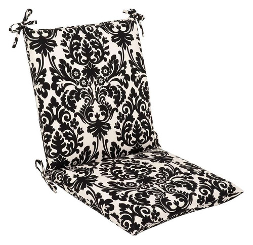 36.5" Black and White Outdoor Patio Furniture Mid Back Chair Cushions - IMAGE 1