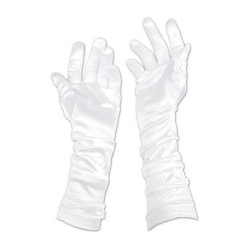 Club Pack of 24 White Elbow Length Evening Gloves Costume Accessories 21" - IMAGE 1