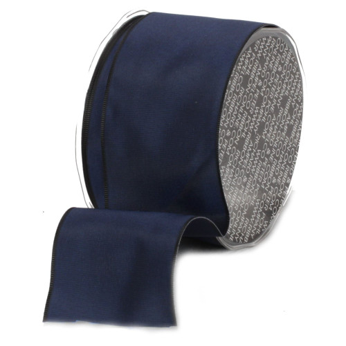 Navy Blue and Black Solid Wired Craft Ribbon 2.5" x 27 Yards - IMAGE 1