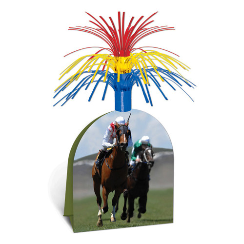 Club Pack of 12 Yellow and Blue Metallic Horse Racing Centerpiece Decors 13" - IMAGE 1