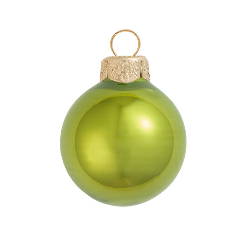 Pearl Finished Glass Christmas Ball Ornaments - 3.25" (80mm) - Kiwi Green - 8ct - IMAGE 1
