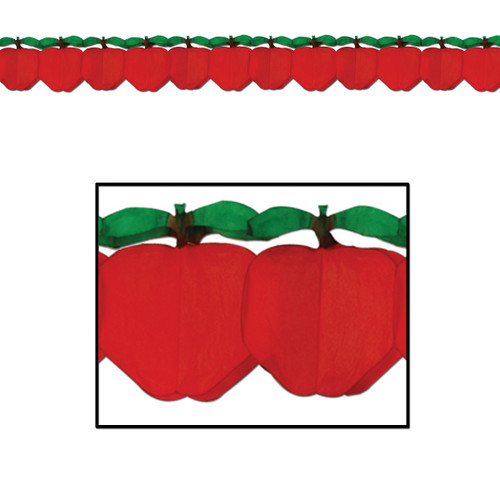 Pack of 12 Red Apple Back to School Garland Party Decorations 12' - IMAGE 1