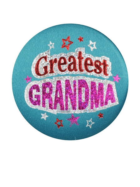 Pack of 6 Teal "Greatest Grandma" Decorative Satin Buttons 2" - IMAGE 1