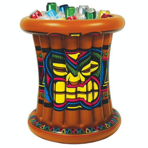 Pack of 6 Brown and Yellow Giant Inflatable Hawaiian Luau Tiki Drink Coolers 25" - IMAGE 1