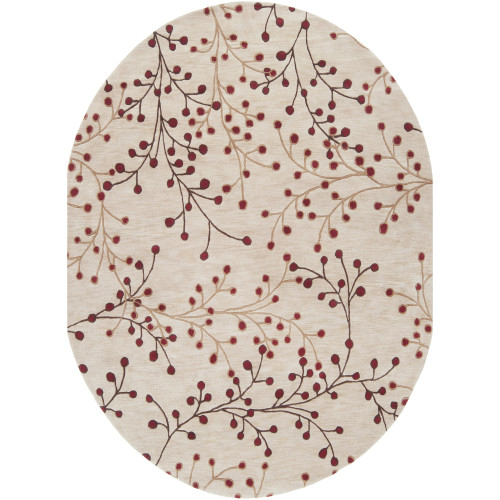 8' x 10' Fair Enoki Carnelian Red and Desert Sand Oval Wool Area Throw Rug - IMAGE 1