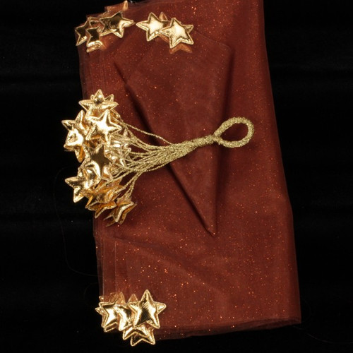 Club Pack of 12 Amber Wire Tie Star Gift Bag 12" x 11" - IMAGE 1