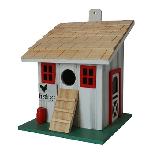 8" White and Red Farmstead Corral Junior Outdoor Garden Birdhouse - IMAGE 1