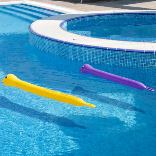 6' Inflatable Purple and Yellow Dinosaur Twisty Tube Pool Toys - Set of 2 - IMAGE 1