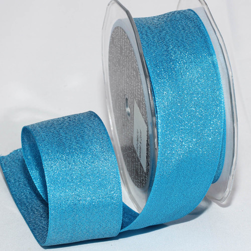 Sparkly Turquoise Taffeta Woven Edge Craft Ribbon 1.5" x 54 Yards - IMAGE 1