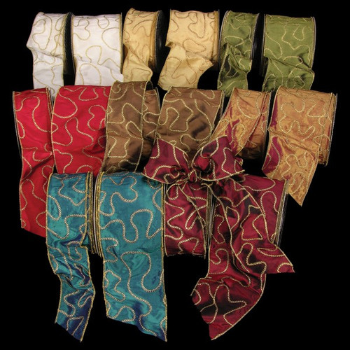 Red and Gold Wired Craft Ribbon 4" x 20 Yards - IMAGE 1