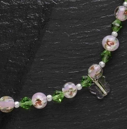 7.5" Moments In Life "Change" Pink & Green Beaded Bracelet - IMAGE 1