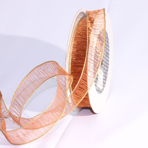 Shimmering Metallic Copper Mesh Wired Craft Ribbon 1" x 54 Yards - IMAGE 1