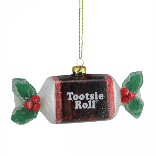 5.25" Candy Lane Tootsie Roll Original Chewy Chocolate Candy Glass Christmas Ornament - IMAGE 1