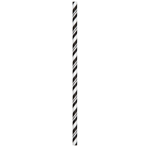 Bendable Striped Disposable Straw Party Favors - 7.75" - Black and White - Club Pack of 144 - IMAGE 1