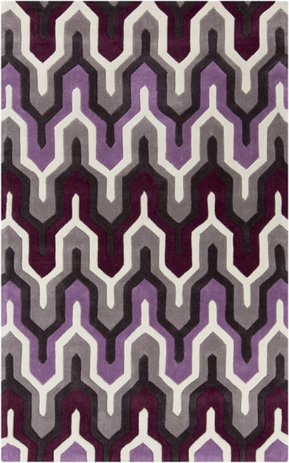 8' x 11' Egyptian Tefnut Purple and Gray Hand Tufted Rectangular Area Throw Rug - IMAGE 1