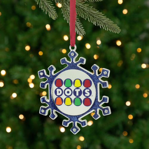 Snowflake "Dots" Candy Logo Christmas Ornament - 3.5" - Blue and Silver - IMAGE 1