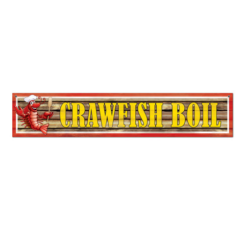 Club Pack of 12 Red and Yellow Crawfish Boil with Lobster Banner Decors 5' - IMAGE 1