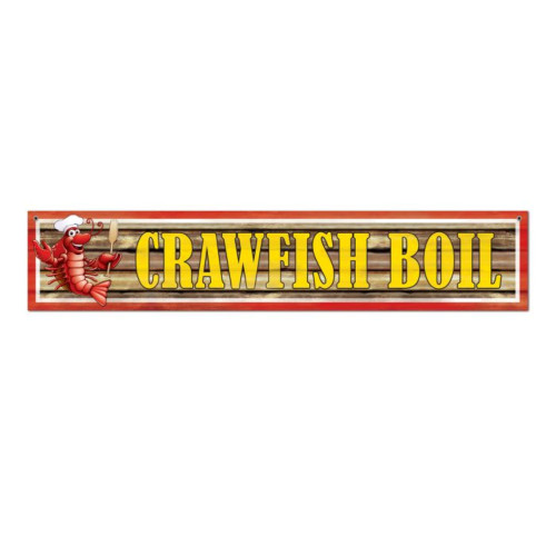 Crawfish Boil Party Banner - 5' - Yellow, Red and Brown - Pack of 12 - IMAGE 1