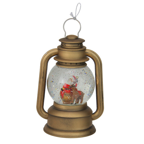 8" LED Lighted Santa and Sleigh Christmas Lantern Snow Globe - IMAGE 1