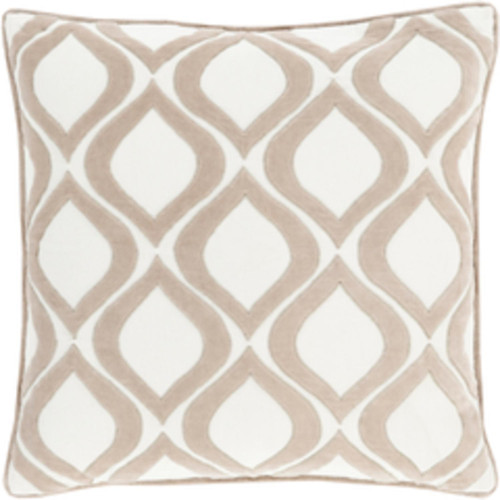 20" White and Brown Diamond Square Throw Pillow - Down Filler - IMAGE 1