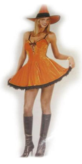 Orange and Black Witch Women Adult Halloween Costume - Large - IMAGE 1