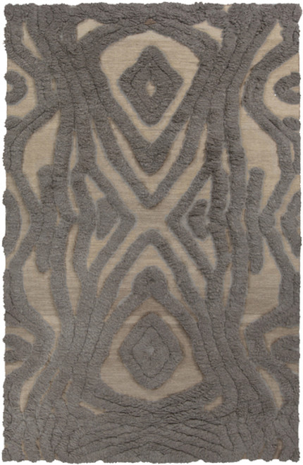 8' x 11' Tribal Hourglass Gray and Beige Hand Woven Rectangular Wool Area Throw Rug - IMAGE 1