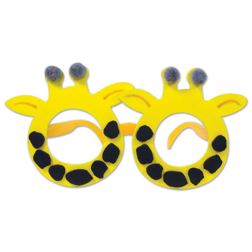 Club Pack of 12 Yellow and Black Giraffe Party Eyeglasses Costume Accessories - One Size - IMAGE 1