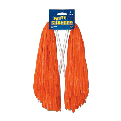 Club Pack of 48 Pre-Packaged Orange Football Themed School Spirt Poly Shakers 12" - IMAGE 1