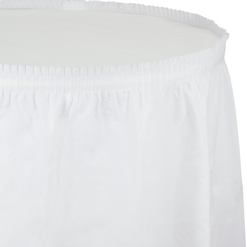Pack of 6 White Disposable Picnic Party Table Skirts 21.5' - IMAGE 1