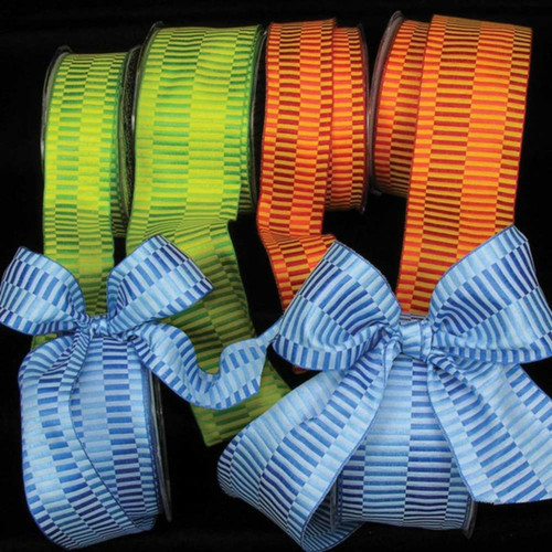 Green Retro Woven Taffeta Wired Craft Ribbon 2.5" x 54 Yards - IMAGE 1