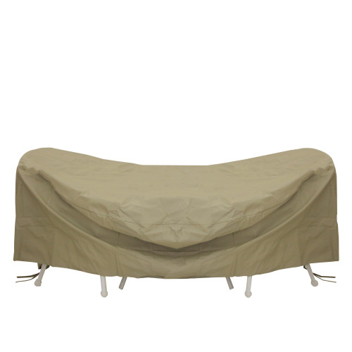 84" Khaki Durable Full Vinyl Premium Round Patio Full Set Cover - IMAGE 1