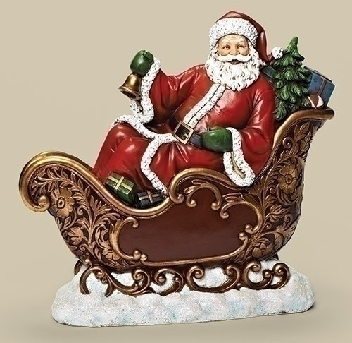15" Red and White Santa in Sleigh Tabletop Christmas Figure - IMAGE 1