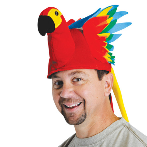 Pack of 6 Vibrantly Colored Men Adult Plush Tropical Parrot Hat - One Size - IMAGE 1