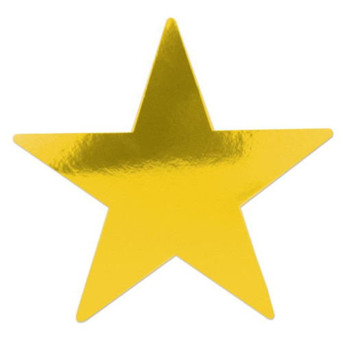 Small Metallic Foil Star Cutout Decorations - 5" - Gold - Pack of 72 - IMAGE 1