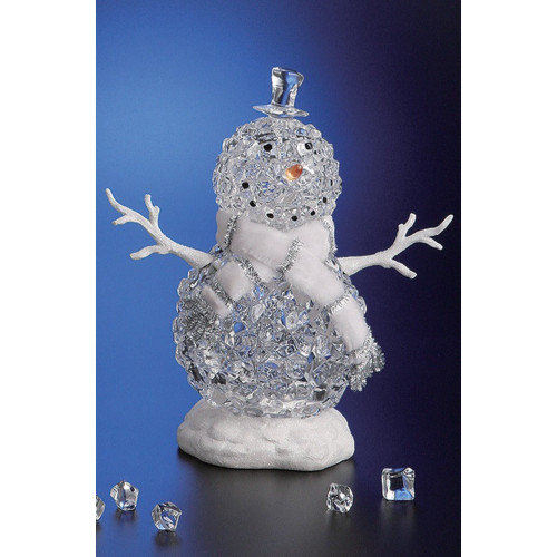 LED Lighted Ice Cube Snowman Christmas Figurine Decoration - 12.5" - IMAGE 1