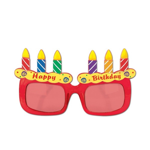 Pack of 6 Pink and Yellow Birthday Cake Party Eyeglasses Costume Accessories - One Size - IMAGE 1