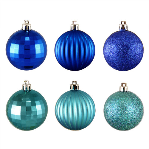 100ct Peacock Blue Shatterproof 3-Finish Christmas Ball Ornaments 2.5" (60mm) - IMAGE 1