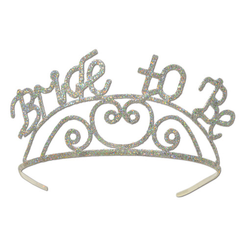 Club Pack of 6 Glittered 'Bride to Be'' Women Adult Tiara Costume Accessories - One Size - IMAGE 1