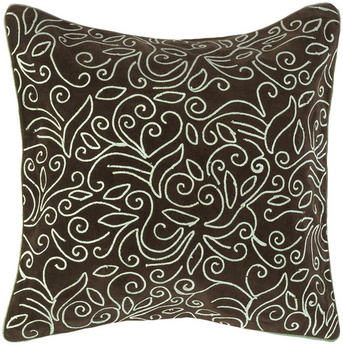 18" Brown and Ivory Square Contemporary Throw Pillow - Down Filler - IMAGE 1