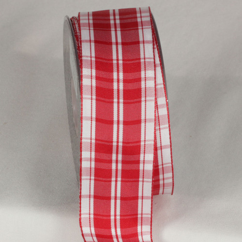 Red and White Summertime Check Pattern Wired Craft Ribbon 1.5" x 27 Yards - IMAGE 1