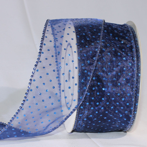 Shimmering Blue Semi Sheer Brooklyn Wired Craft Ribbon 3" x 20 Yards - IMAGE 1