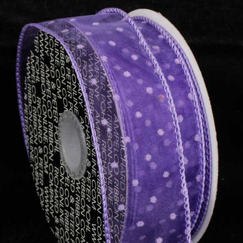 Purple Polka Dotted Wired Craft Ribbon 4" x 40 Yards - IMAGE 1