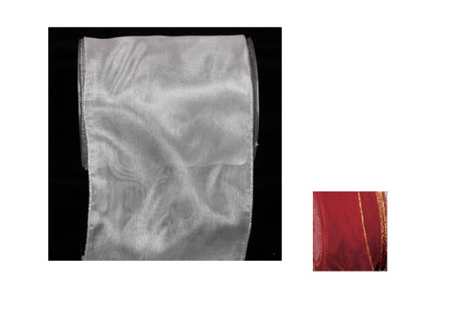 Burgundy Red Double Layer Wired Craft Ribbon 6" x 27 Yards - IMAGE 1